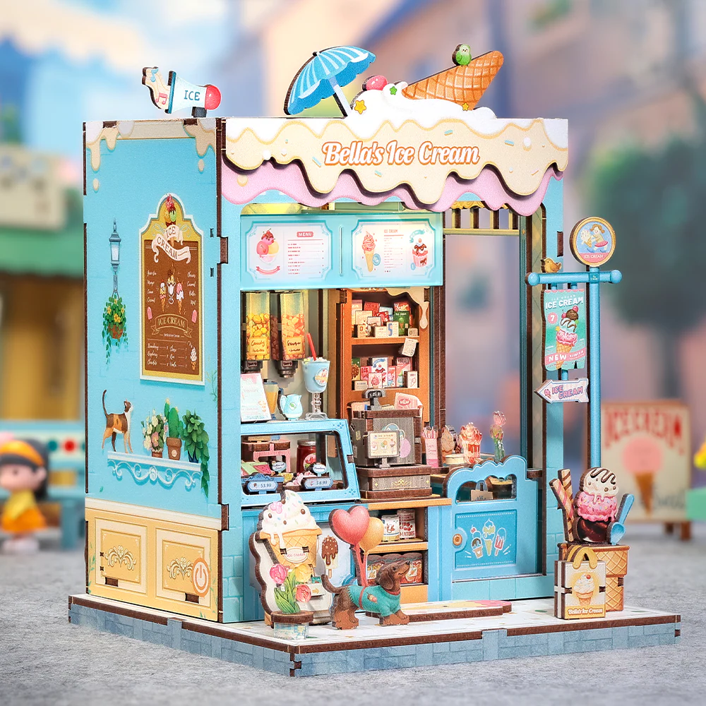 MINIATURE HOUSE - DIY - Bella's Ice Cream - 225pc + LED Light