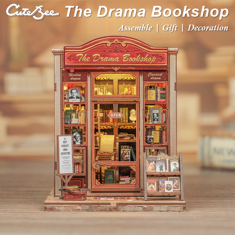MINIATURE HOUSE - DIY - Drama Bookshop - 253pc + LED Light