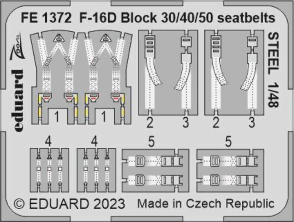 F-16D Block 30/40/50 seatbelts STEEL 1/48 KINETIC