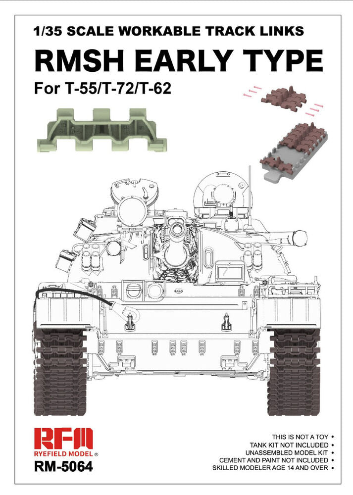 1/35 Scale Workable Track Links RMSH Early Type For T-55/72/62