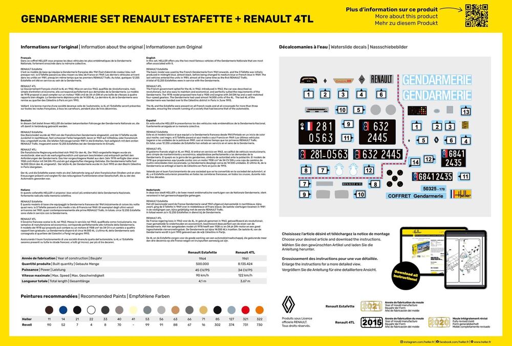 STARTER KIT Gendarmerie Set Renault Estafette + Renault 4TL