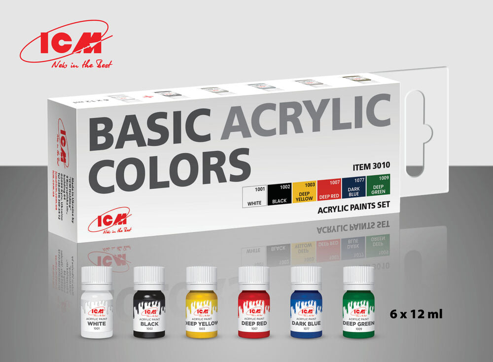 Acrylic paint set Basic acrylic colors 6 x12 ml