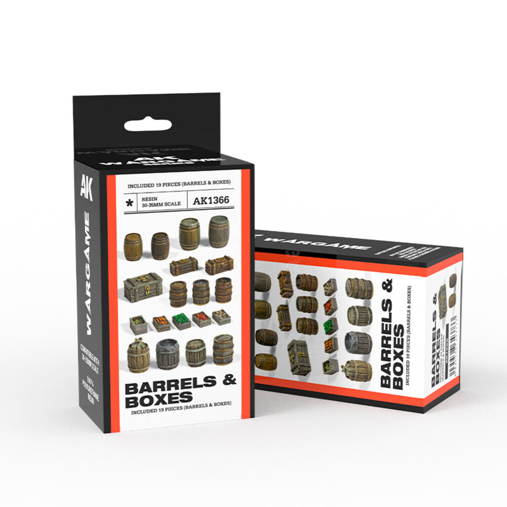 BARRELS & BOXES  WARGAME SET (RESIN 30-35MM)