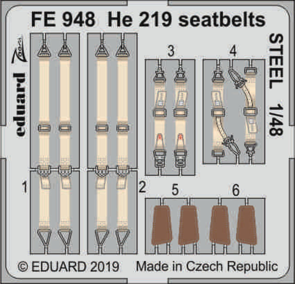 He 219 seatbelts STEEL for Tamiya