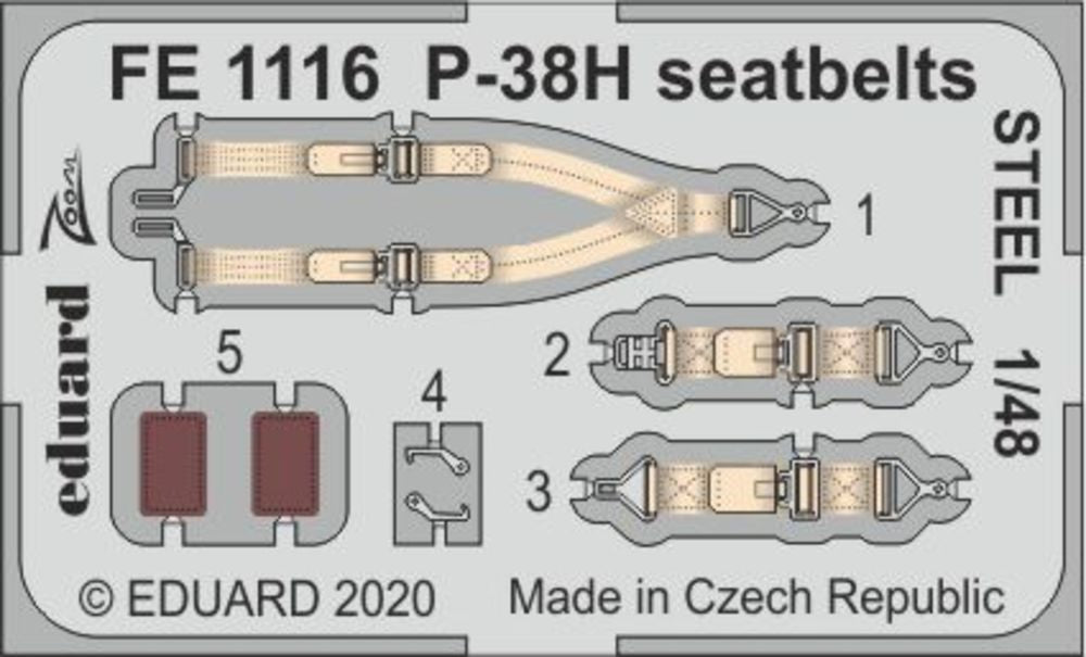 P-38H seatbelts STEEL for Tamiya