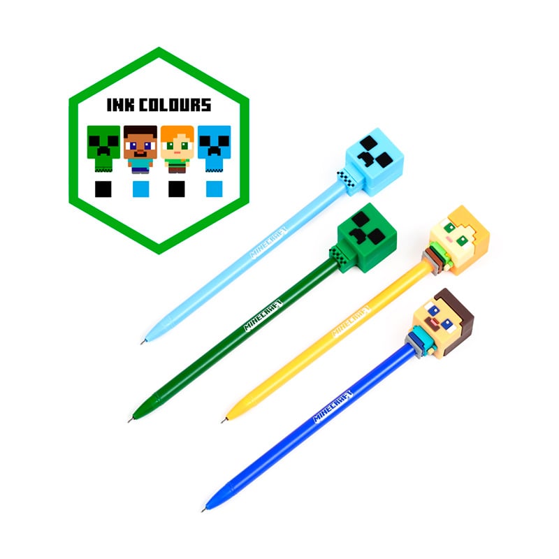 MINECRAFT - Chibi - Set of 4 Head Topper Erasable Gel Pen