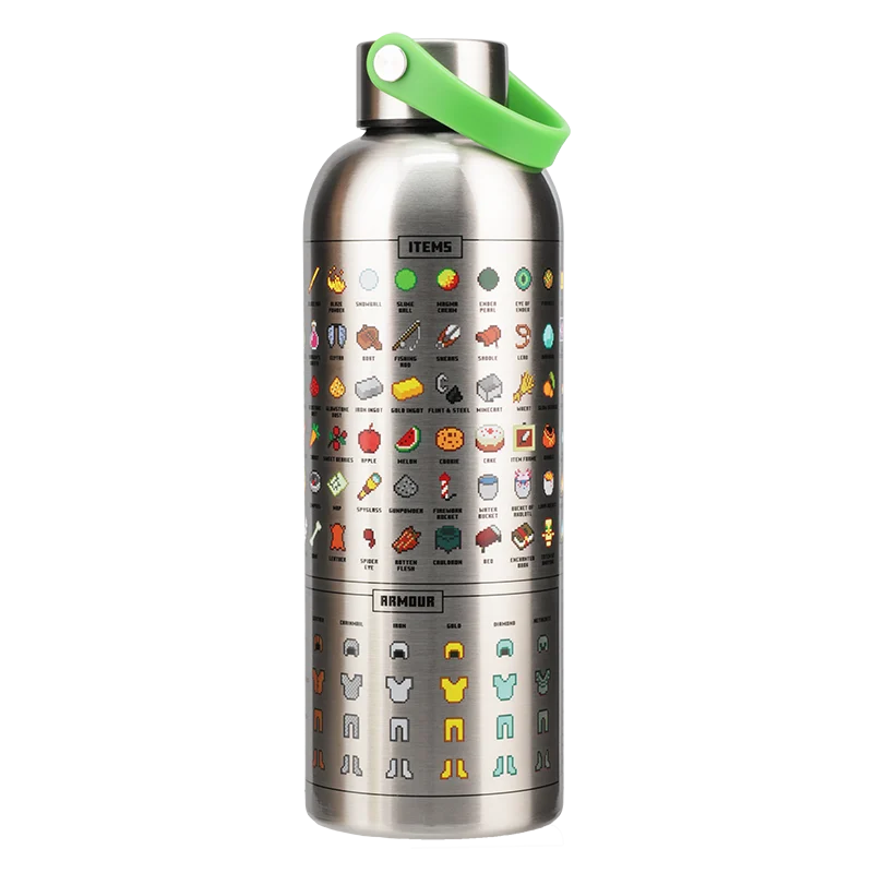 MINECRAFT - Symbols - Metal Water Bottle with Carry Loop - 500ml
