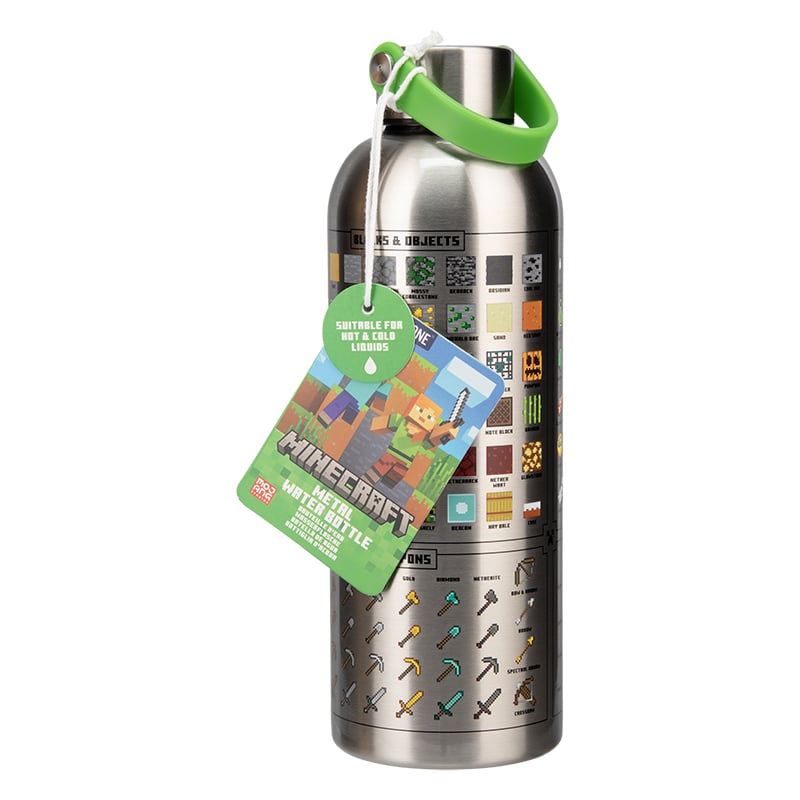 MINECRAFT - Symbols - Metal Water Bottle with Carry Loop - 500ml