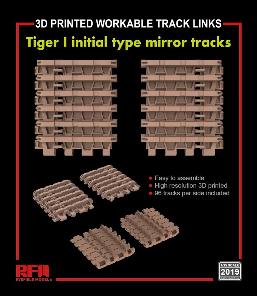 Workable track links for Tiger I initial type mirror tracks (3D printed )