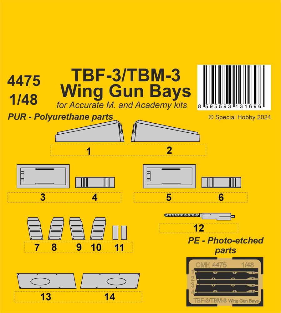 TBF-3/TBM-3 Wing Gun Bays 1/48 / for Accurate/Academy kits