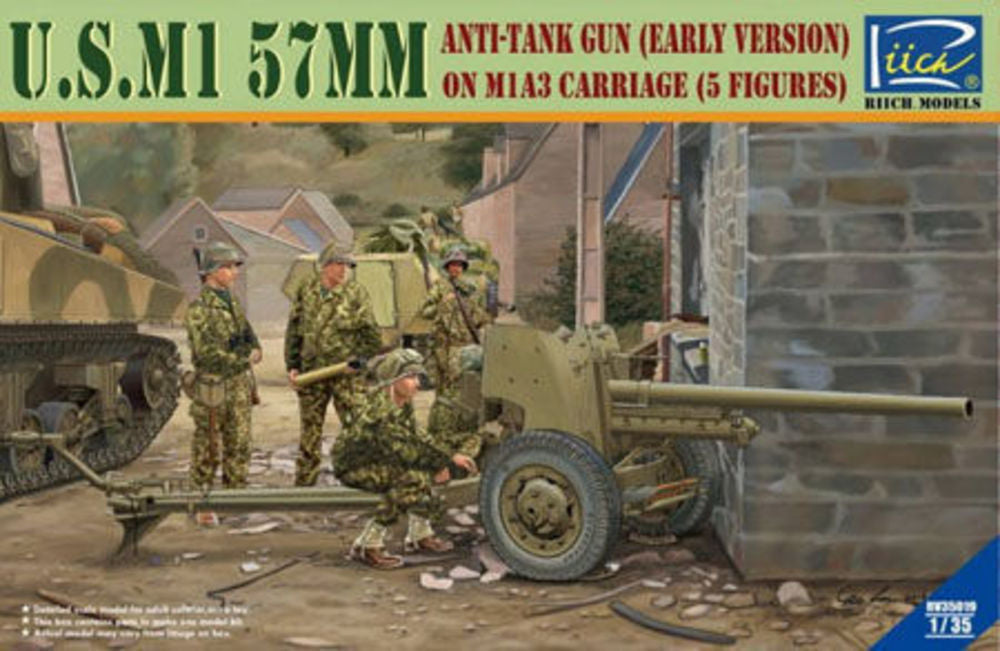 U.S.M1 57mm anti-tank Gun early version on M1A3 Carriage w/Crews (5 figu