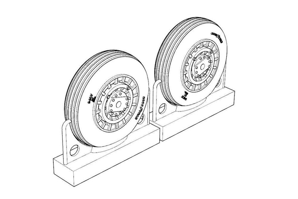 F4U Corsair Late Ribbed Thread (late '50s) Wheels set