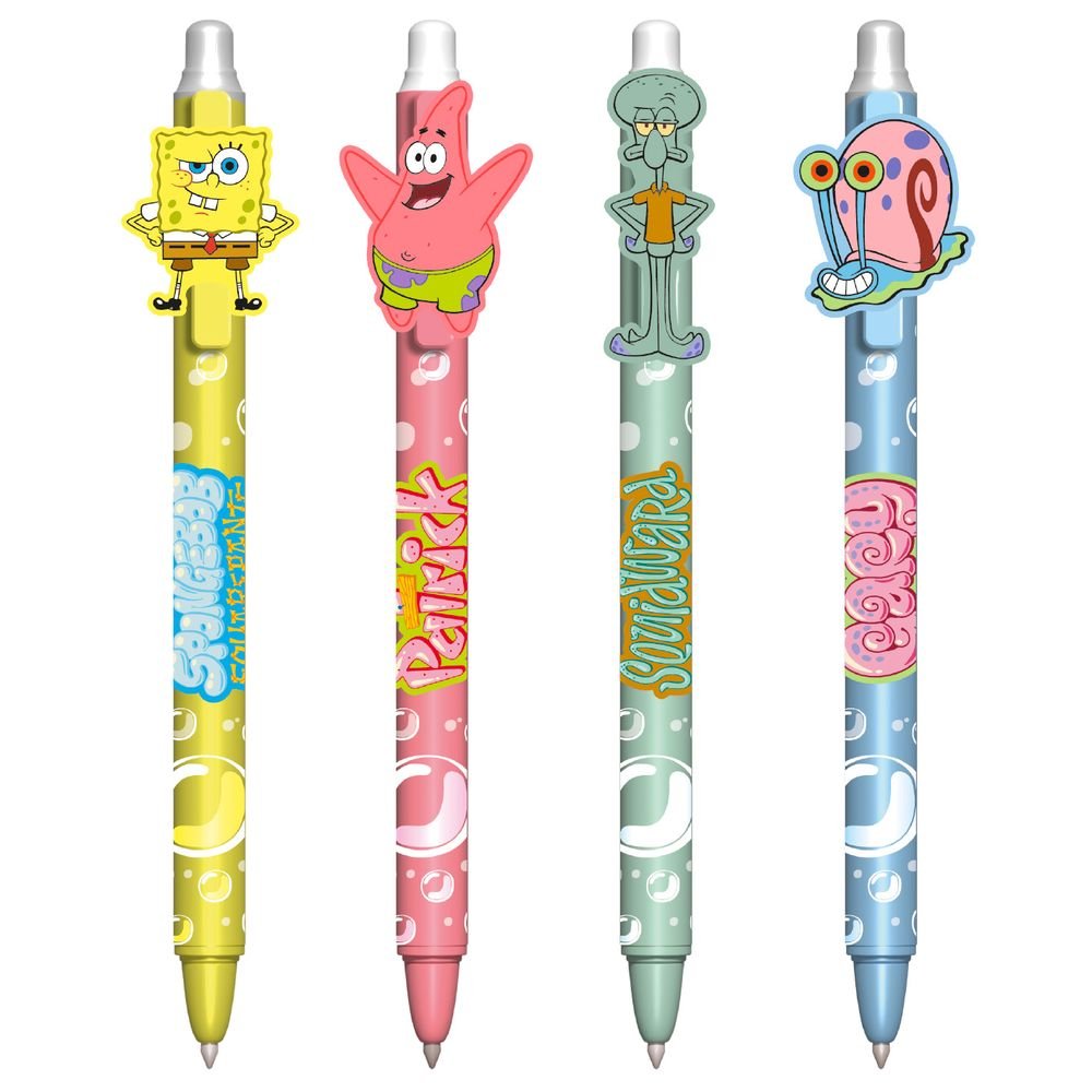 SPONGEBOB SQUARE PANTS  - 4 Head Topper Erasable Gel Pens