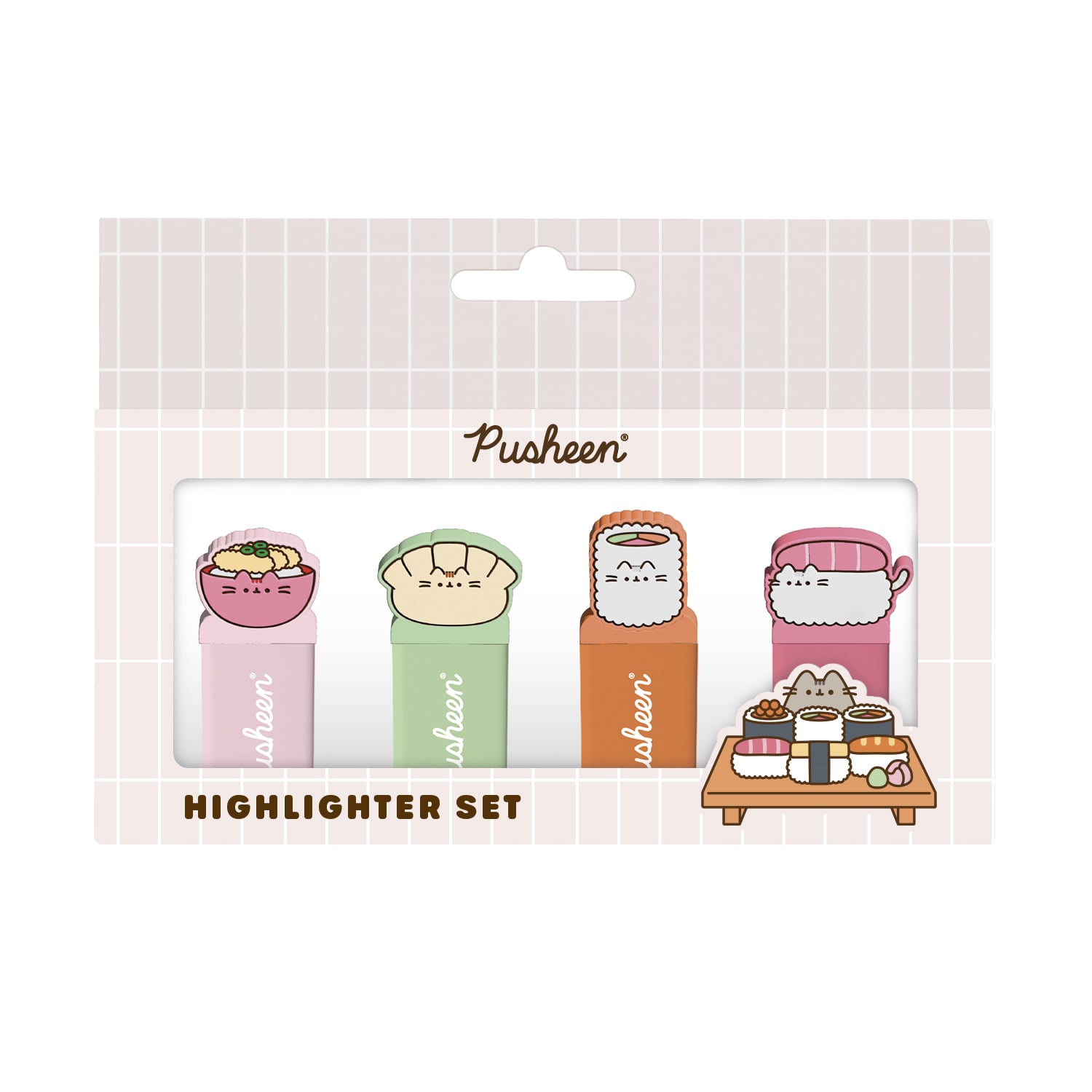 PUSHEEN - Sushi Roll - Pack of 4 mini Highlighters