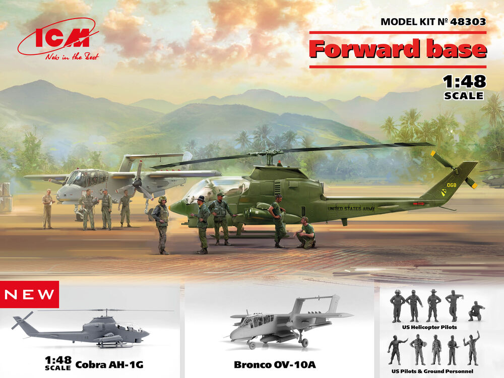 Forward base Cobra AH-1G+Bronco OV-10A w.US Pilots&Ground Person a. HelicoPilots