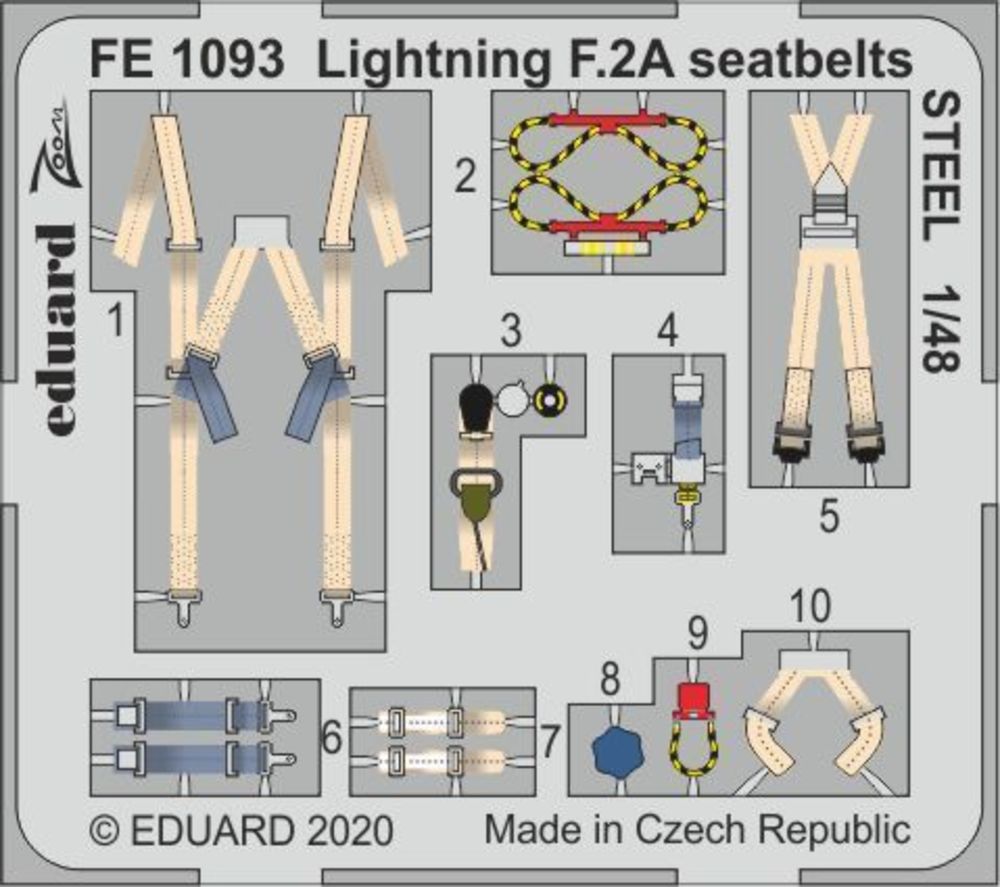 Lightning F.2A seatbelts STEEL for Airfix