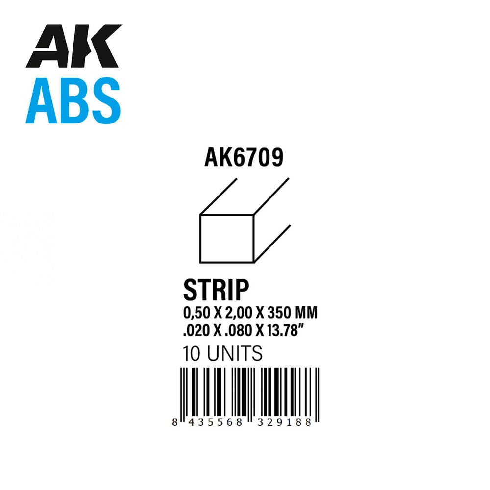 Strips 0.50 x 2.00 x 350mm - ABS STRIP