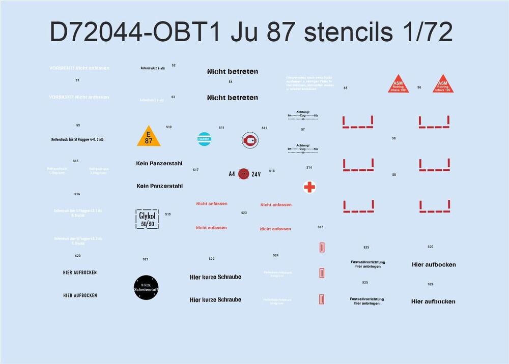 Ju 87 stencils for ACADEMY/AIRFIX/ITALERI/REVELL