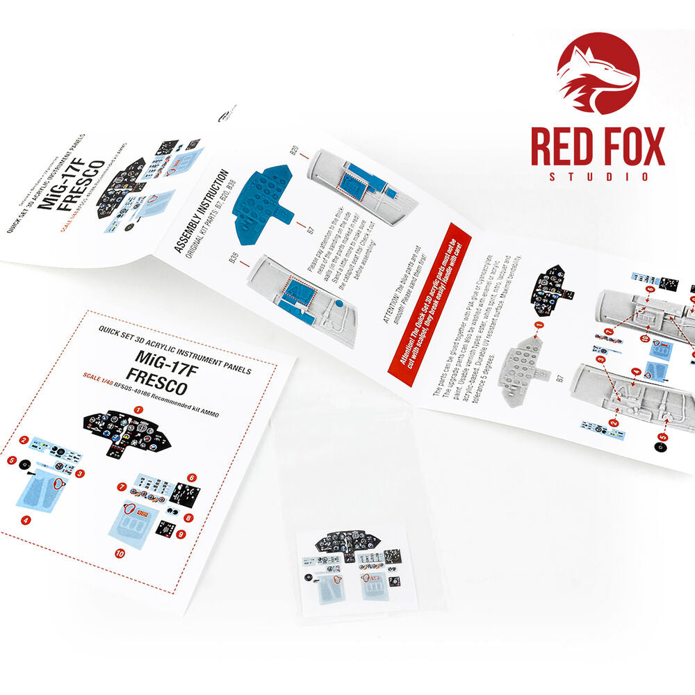 1/48 MIG 17F Fresco Quick Set 3D Acrylic Instrument Panels (for AMMO Kit)