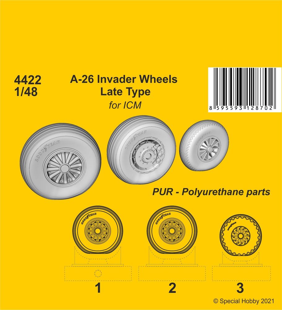 A-26 Invader Wheels Late Type / for ICM kit