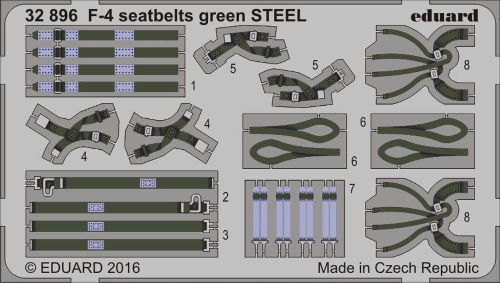 F-4 seatbelts green STEEL