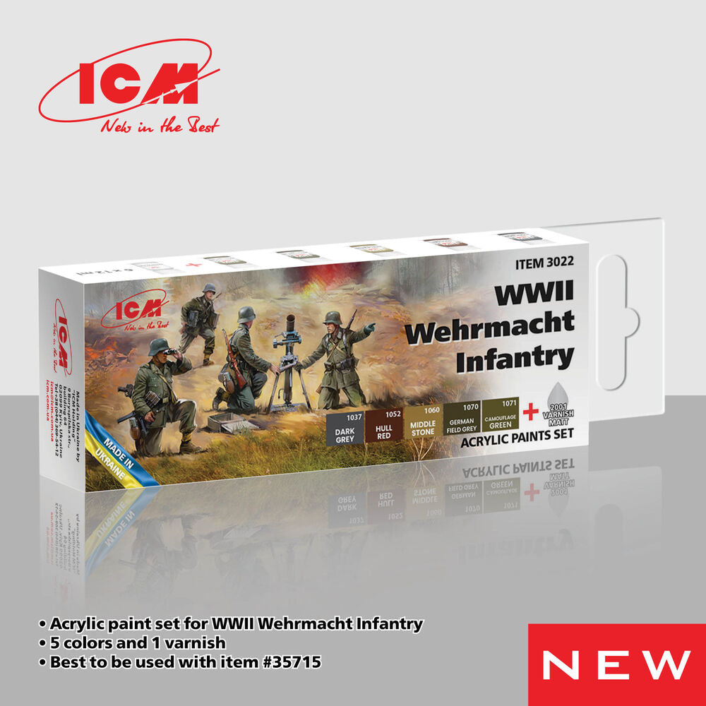 Acrylic Paint Set for WWII Wehrmacht Infantry 6 x 12 ml