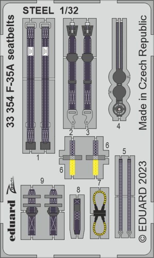 F-35A seatbelts STEEL 1/32 TRUMPETER