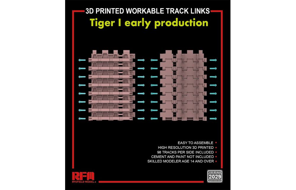 3D printed  Workable track links for Tiger I early