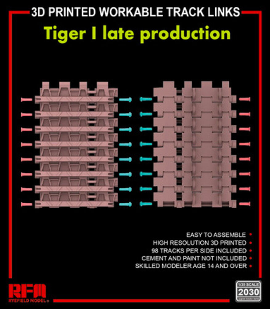 3D printed  Workable track links for Tiger I late