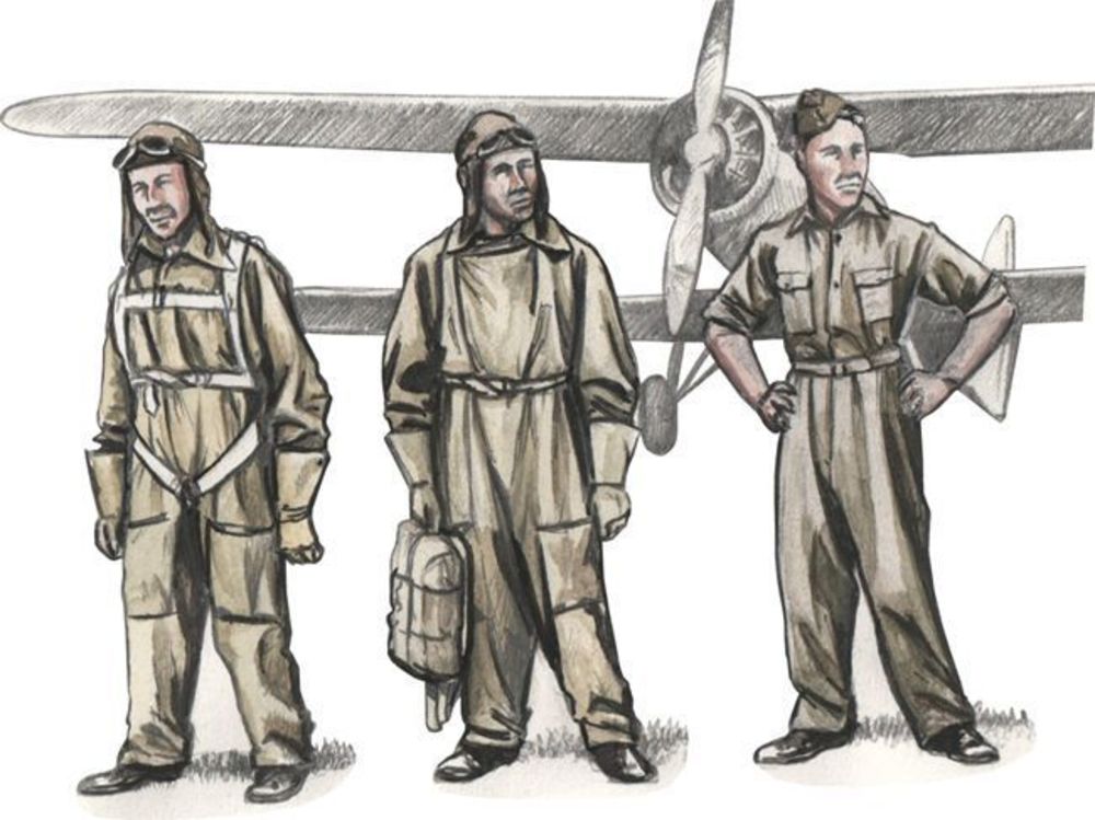 Czechoslovak pre-WWII pilots, (3 fig)