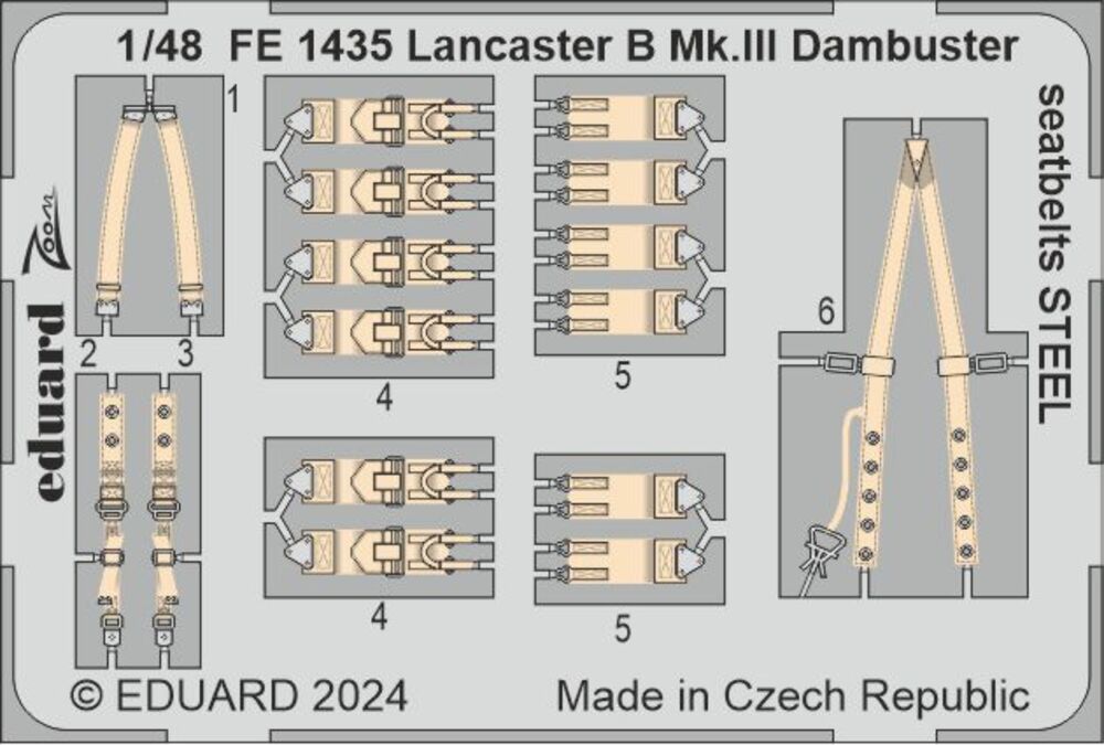 Lancaster B Mk.III Dambuster seatbelts STEEL 1/48 HKM