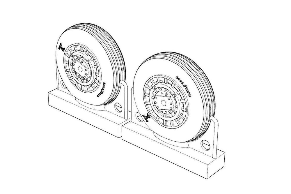 F4U Corsair Ribbed Thread Wheels set