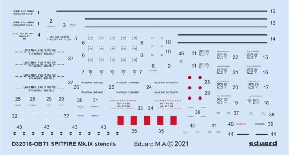 Spitfire Mk.IX stencils for TAMIYA/REVELL