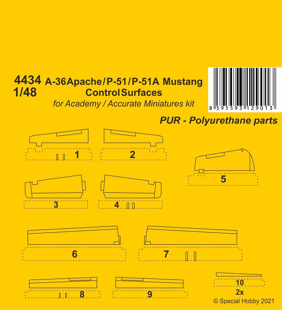 A-36 Apache / P-51 / P-51A Mustang Control Surfaces