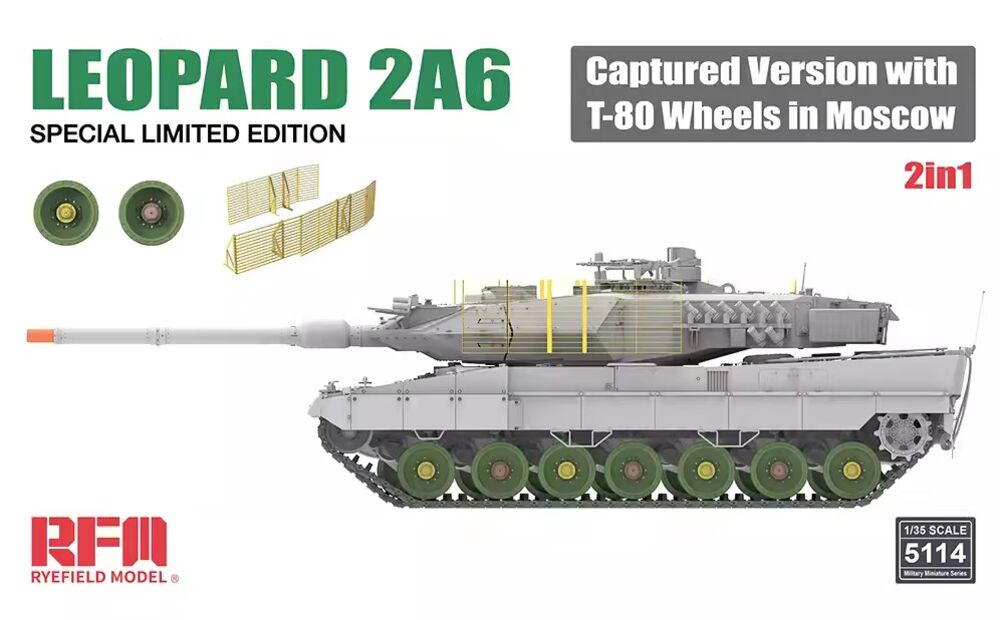 Leopard 2A6 Captured Version with T-80 Wheels in Moscow 2 in 1 Limited Edition