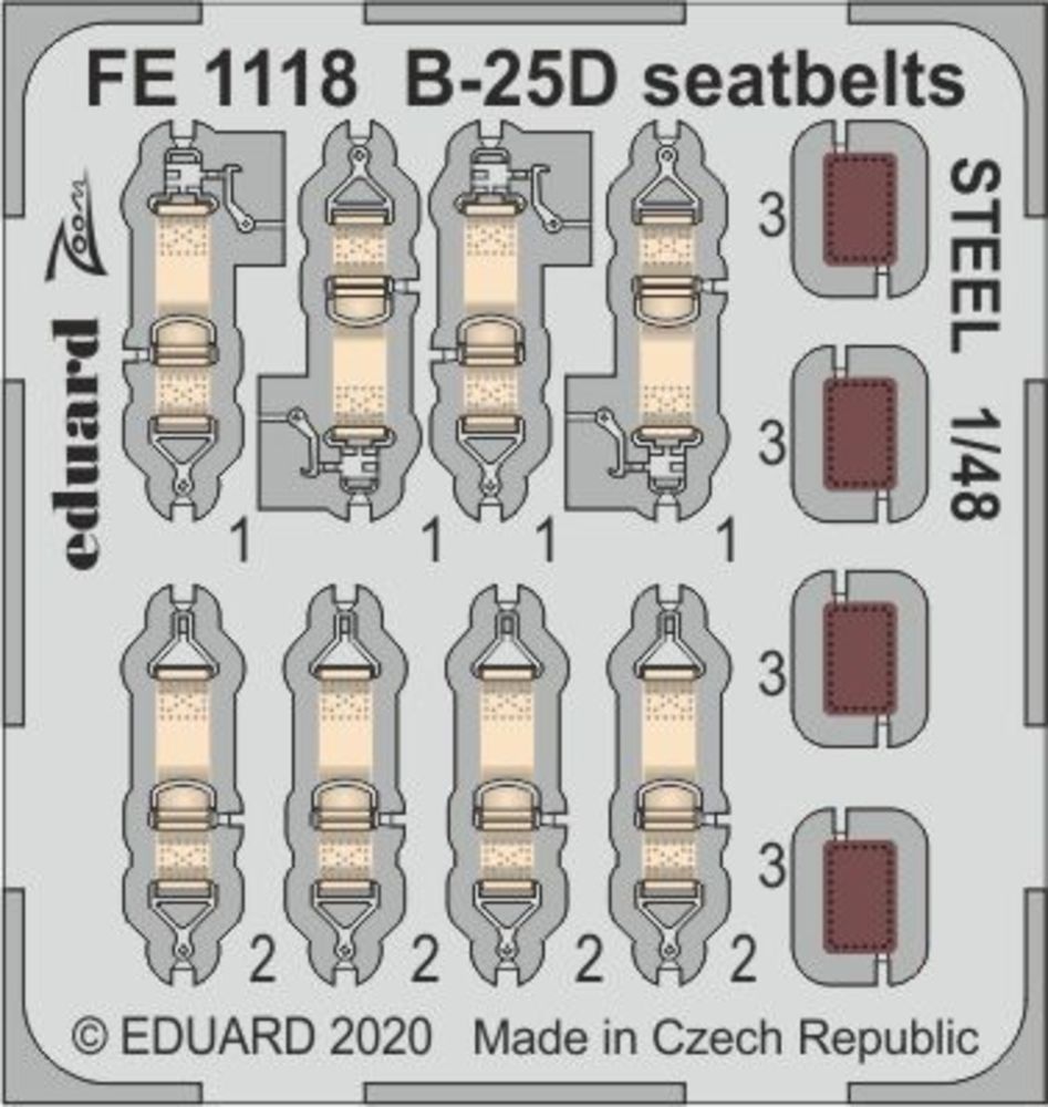 B-25D seatbelts STEEL for Revell