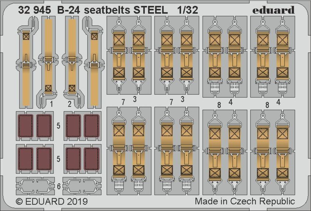 B-24 seatbelts STEEL for Hobby Boss