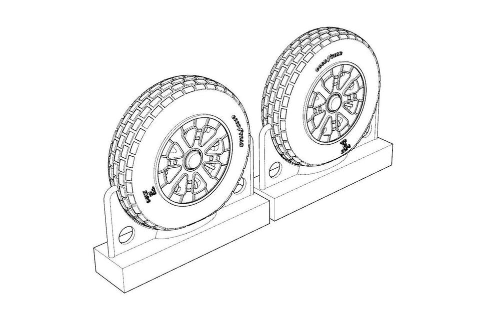 F4U Corsair Block Thread Wheels set