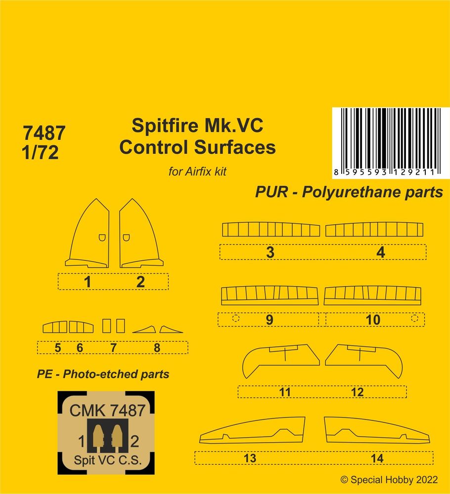 Spitfire Mk.VC Control Surfaces / for Airfix kit