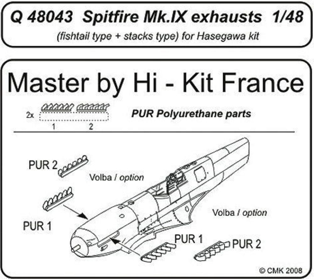 Spitfire Mk. IX exhausts f��r Hasegawa Bausatz