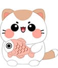 Funny Cat Plush Figure Cat with Fish 25 cm