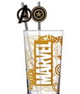 Marvel Glass Tumbler with Straws Logo & Avengers 485 ml