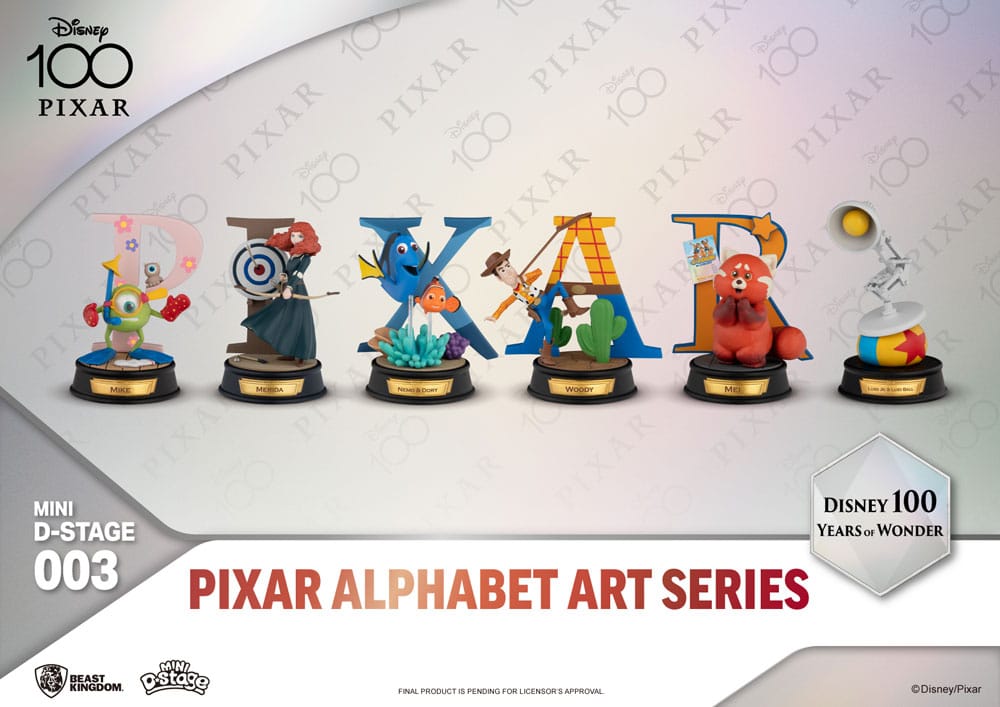 Disney Mini Diorama Stage Statues 6-pack 100 Years of Wonder-Pixar Alphabet Art 10 cm