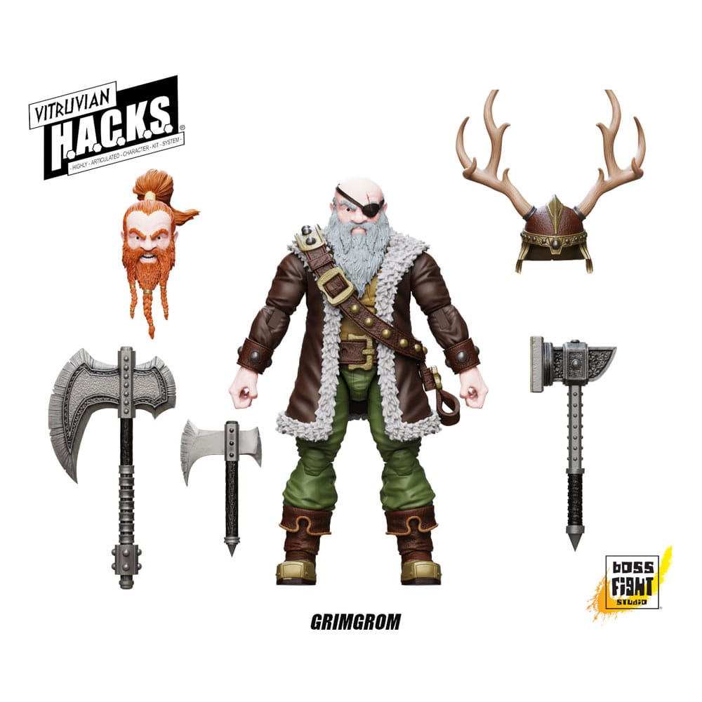 Vitruvian HACKS Actionfigur Zwerg-Söldner Grimgrom