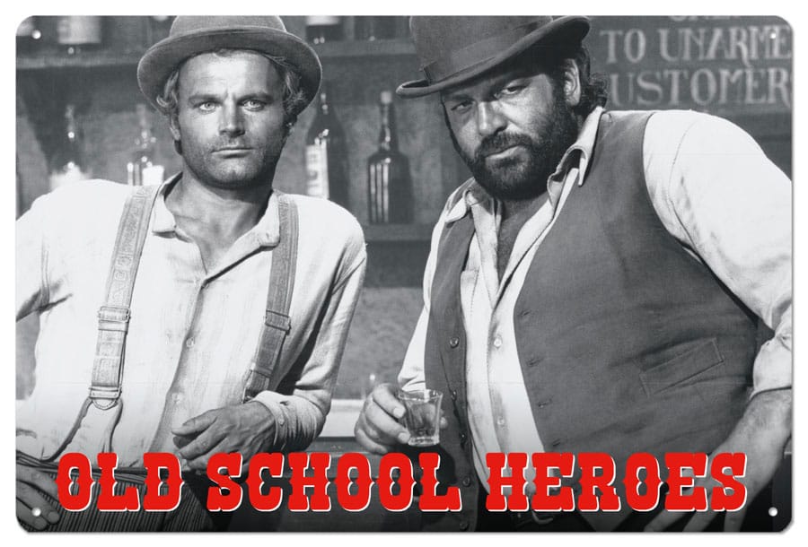 Bud Spencer &amp; Terence Hill Blechschild Old School Heroes 20 x 30 cm