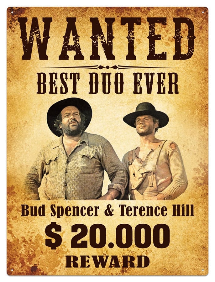 Bud Spencer &amp; Terence Hill Blechschild Wanted 30 x 40 cm