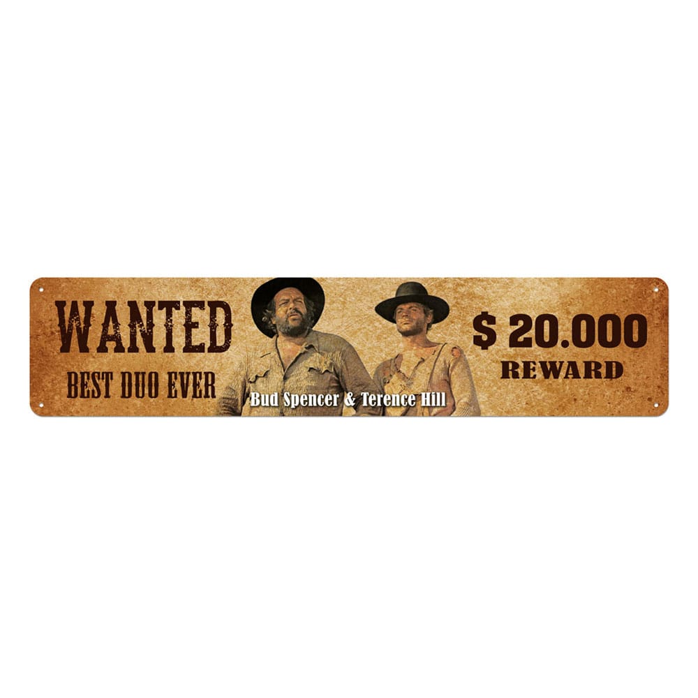 Bud Spencer &amp; Terence Hill Blechschild Wanted 46 x 10 cm
