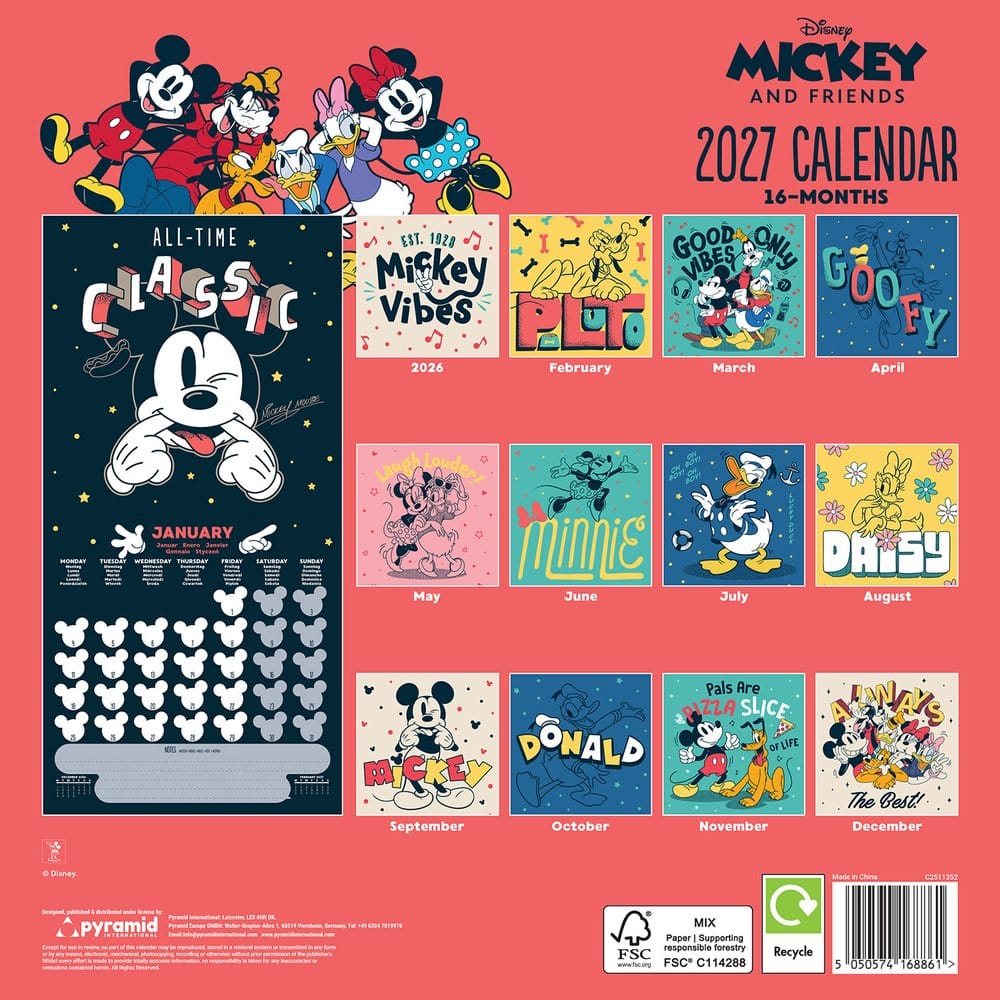 Mickey & Friends Calendar 2027 30 x 30 cm