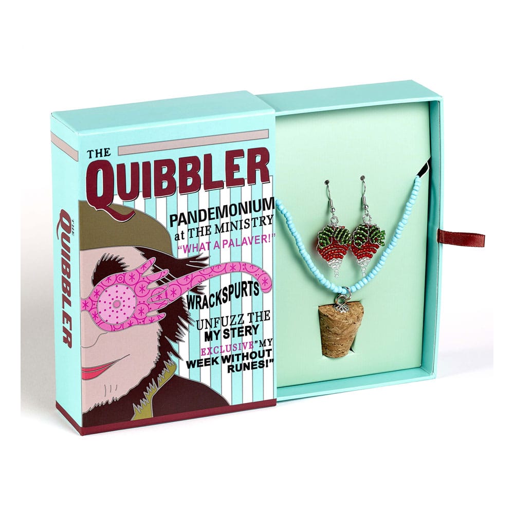 Harry Potter: Quidditch Luna Beaded Cork Charm Necklace and Radish Earrings Gift Set