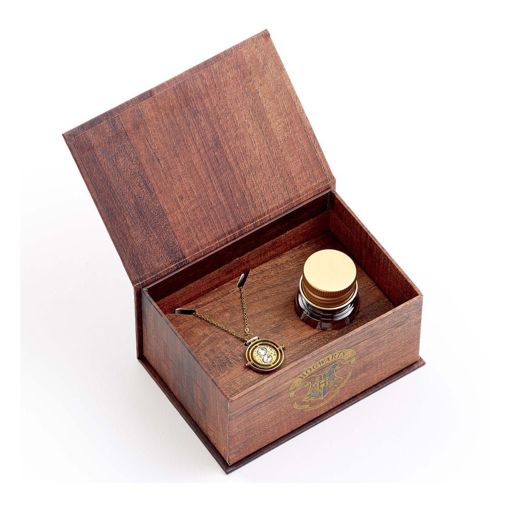 Harry Potter: Hermione Potions Time Turner Necklace and Earrings Gift Set (Golden Tone)